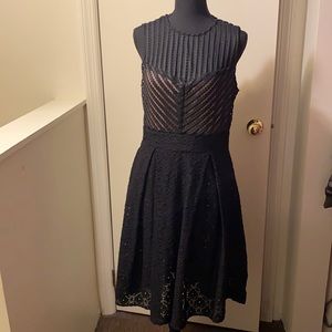 New York and Co black eyelet dress with tan lining